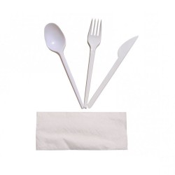 Set tacamuri catering TRIS (Serv+Furc+Cutit+Ling) transparent